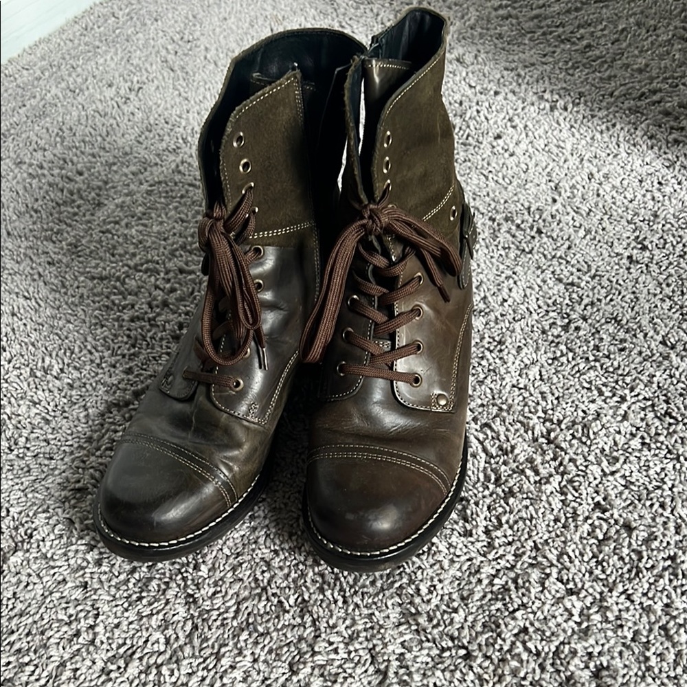 Taos Crave Brown/olive Leather and Suede Boots size women’s 41/10